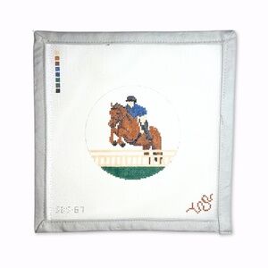 Hunter Jumper Needlepoint Canvas - Hand Painted - 4" Round 18m